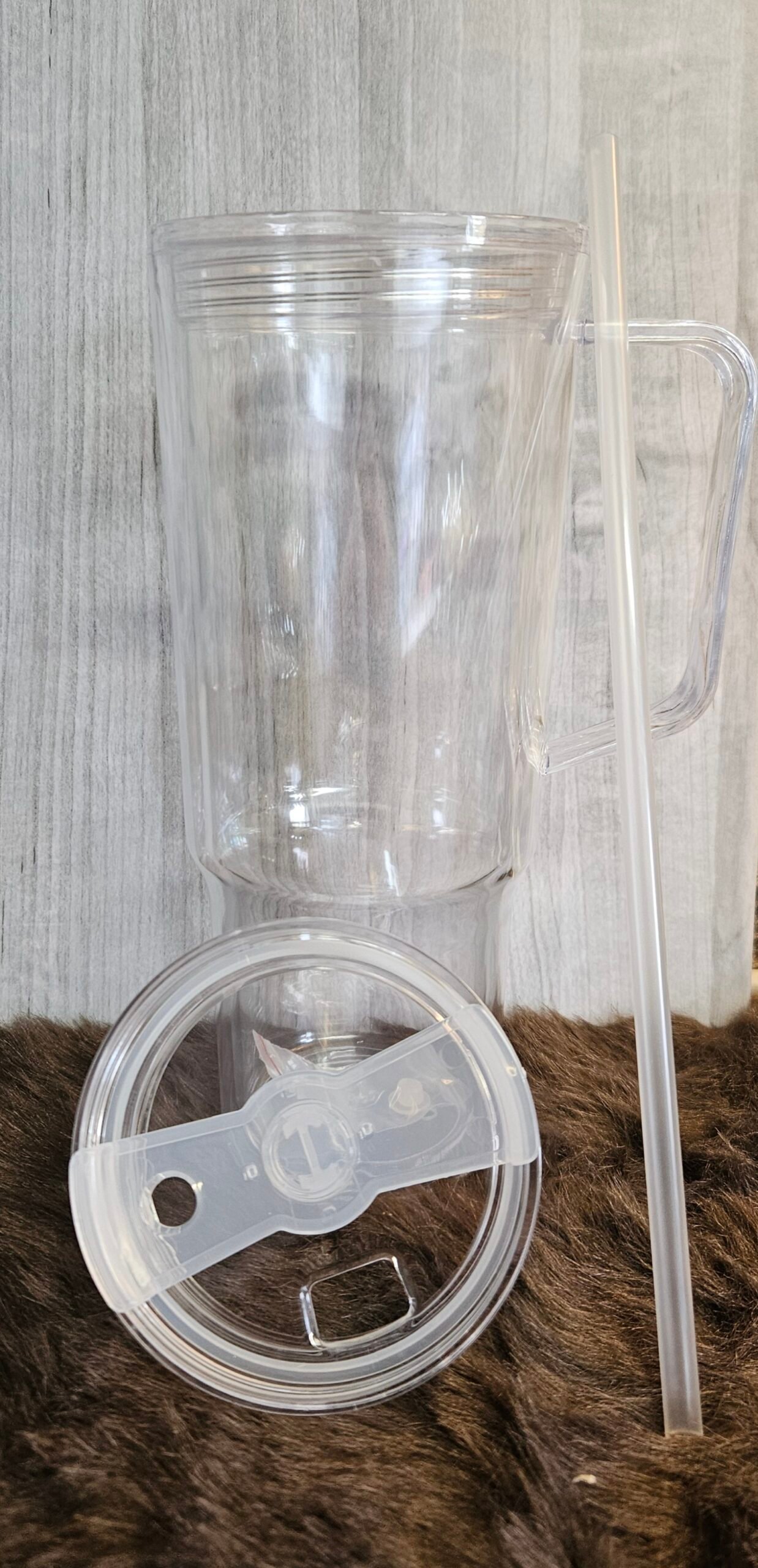 40 oz Snow globe tumbler with handle. Custom