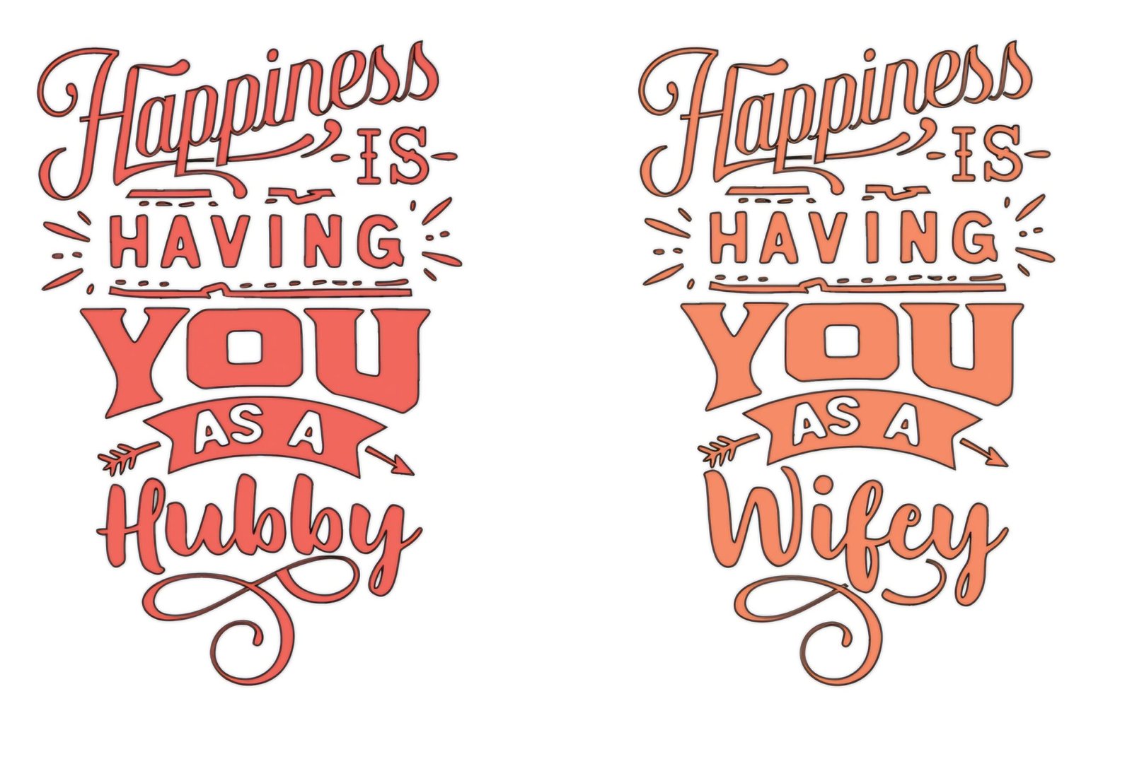"Happiness is Hubby and Wifey" Decal